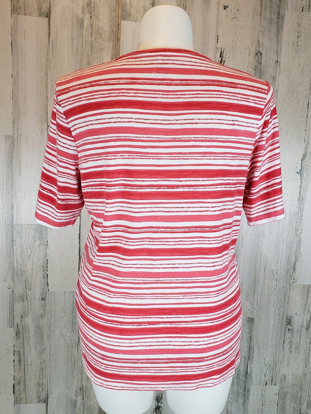 Chico's Red & White Striped Short-Sleeve Tee Size 3 - Picture 3 of 6